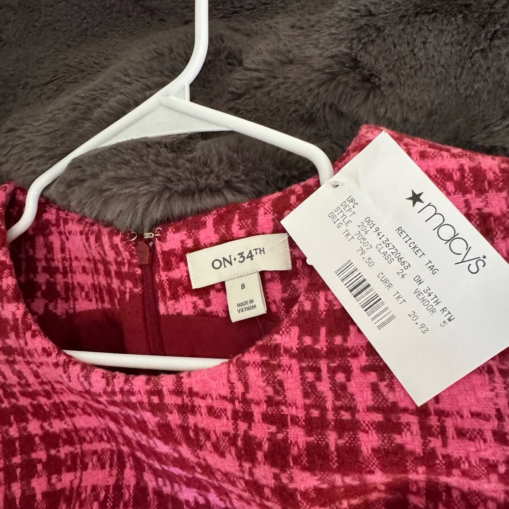 Macy’s ON 34TH Herringbone Fuchsia & Pink Lined Jumper Size S